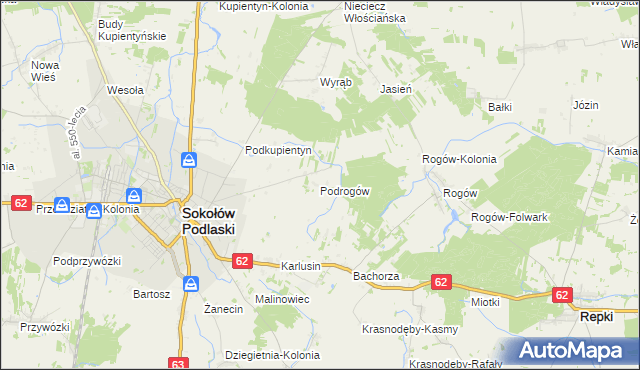 mapa Podrogów, Podrogów na mapie Targeo