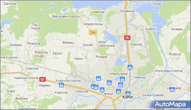mapa Posada gmina Kazimierz Biskupi, Posada gmina Kazimierz Biskupi na mapie Targeo