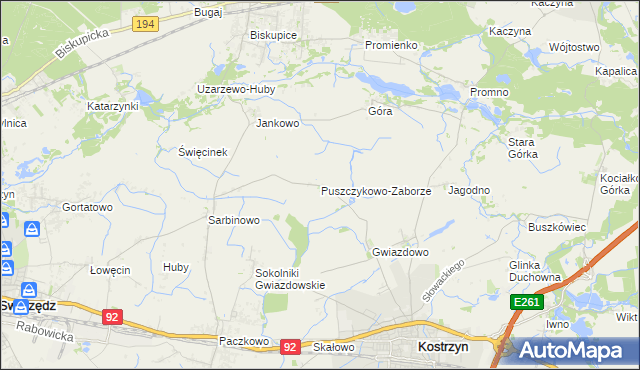 mapa Puszczykowo-Zaborze, Puszczykowo-Zaborze na mapie Targeo