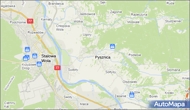 mapa Pysznica, Pysznica na mapie Targeo
