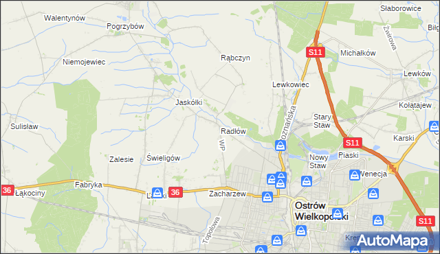 mapa Radłów gmina Raszków, Radłów gmina Raszków na mapie Targeo