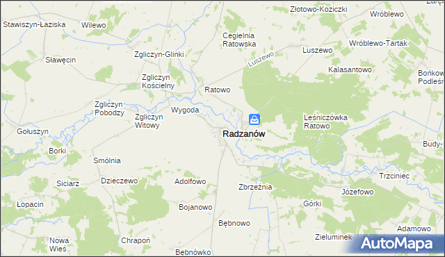 mapa Radzanów powiat mławski, Radzanów powiat mławski na mapie Targeo