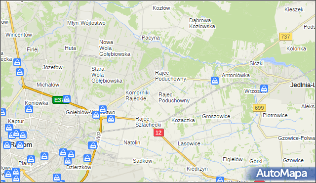 mapa Rajec Poduchowny, Rajec Poduchowny na mapie Targeo
