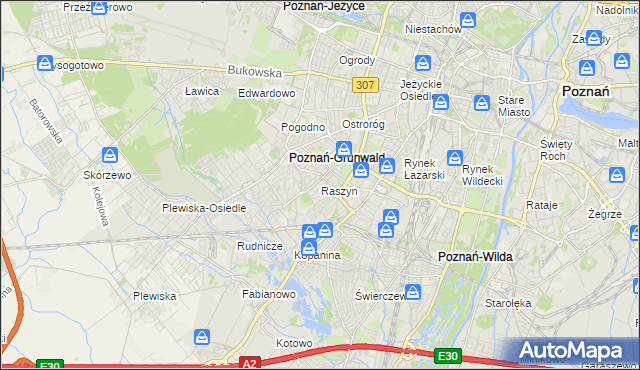 mapa Raszyn gmina Poznań, Raszyn gmina Poznań na mapie Targeo