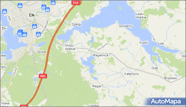 mapa Regielnica, Regielnica na mapie Targeo