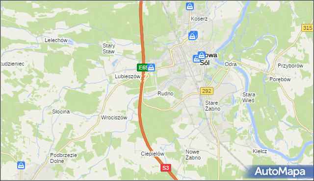 mapa Rudno gmina Nowa Sól, Rudno gmina Nowa Sól na mapie Targeo