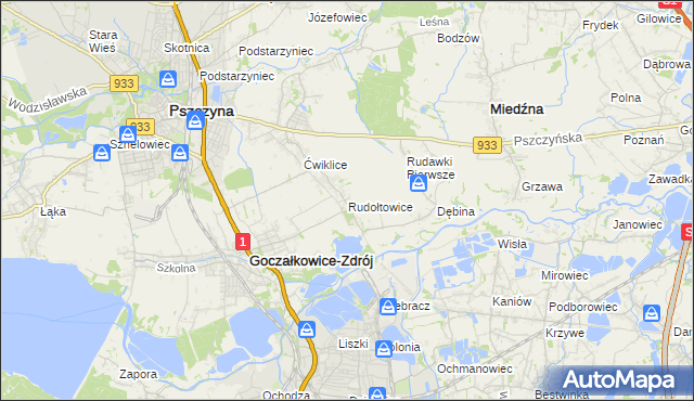 mapa Rudołtowice, Rudołtowice na mapie Targeo