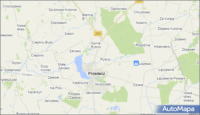 mapa Rybno gmina Przedecz, Rybno gmina Przedecz na mapie Targeo