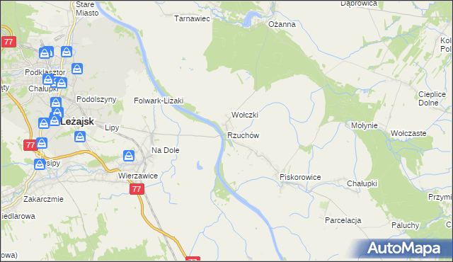 mapa Rzuchów gmina Leżajsk, Rzuchów gmina Leżajsk na mapie Targeo