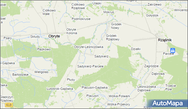 mapa Sadykierz gmina Obryte, Sadykierz gmina Obryte na mapie Targeo