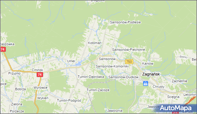 mapa Samsonów, Samsonów na mapie Targeo