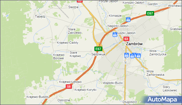 mapa Sędziwuje, Sędziwuje na mapie Targeo