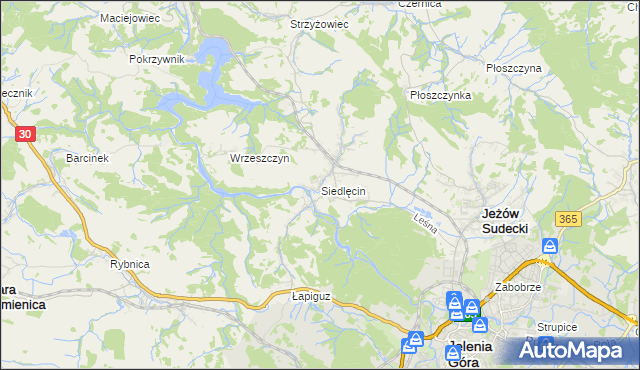mapa Siedlęcin, Siedlęcin na mapie Targeo
