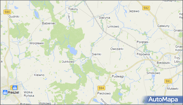 mapa Siemki, Siemki na mapie Targeo