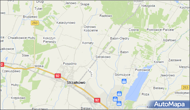 mapa Sierakowo gmina Strzałkowo, Sierakowo gmina Strzałkowo na mapie Targeo
