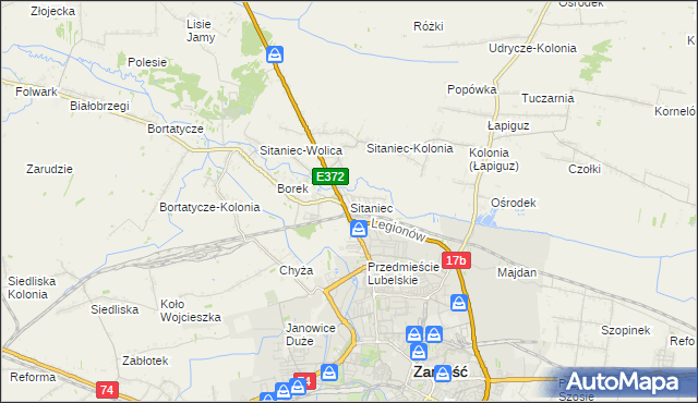 mapa Sitaniec, Sitaniec na mapie Targeo
