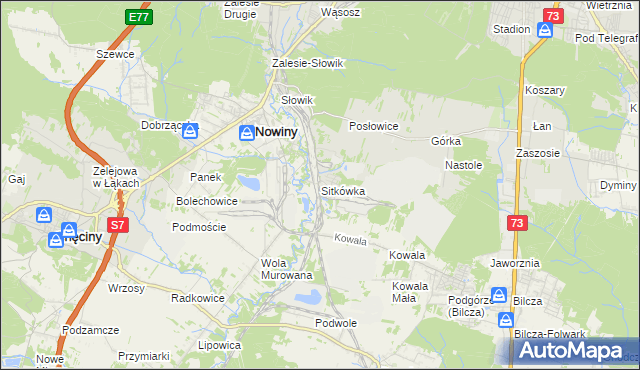 mapa Sitkówka, Sitkówka na mapie Targeo
