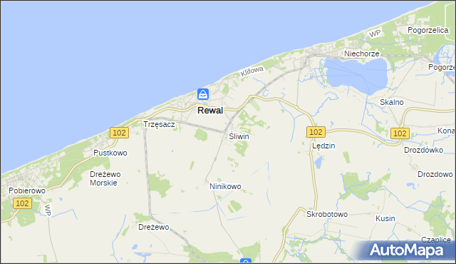 mapa Śliwin, Śliwin na mapie Targeo