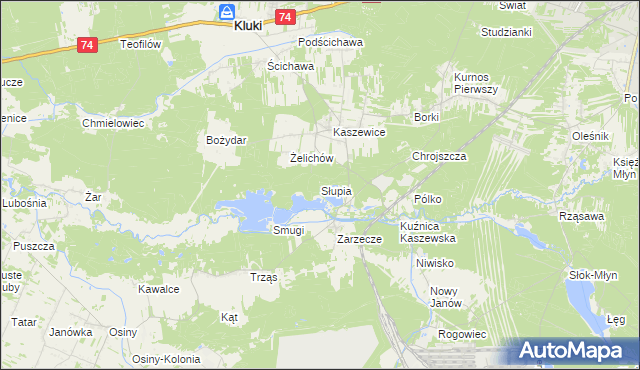 mapa Słupia gmina Kluki, Słupia gmina Kluki na mapie Targeo