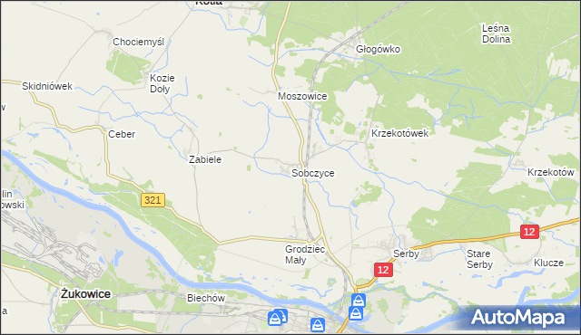 mapa Sobczyce, Sobczyce na mapie Targeo