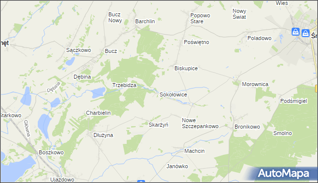 mapa Sokołowice gmina Przemęt, Sokołowice gmina Przemęt na mapie Targeo