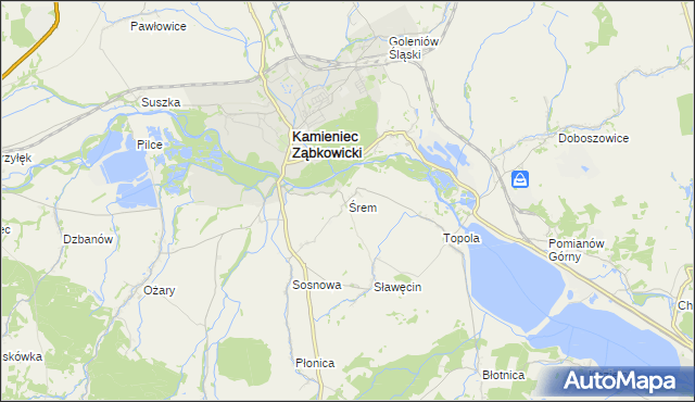 mapa Śrem gmina Kamieniec Ząbkowicki, Śrem gmina Kamieniec Ząbkowicki na mapie Targeo