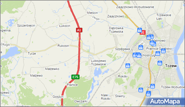 mapa Stanisławie gmina Tczew, Stanisławie gmina Tczew na mapie Targeo