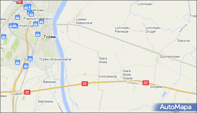 mapa Stara Wisła, Stara Wisła na mapie Targeo