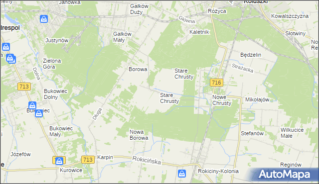 mapa Stare Chrusty gmina Rokiciny, Stare Chrusty gmina Rokiciny na mapie Targeo