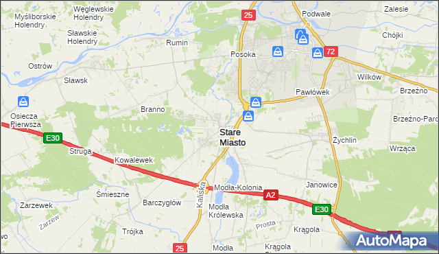mapa Stare Miasto powiat koniński, Stare Miasto powiat koniński na mapie Targeo