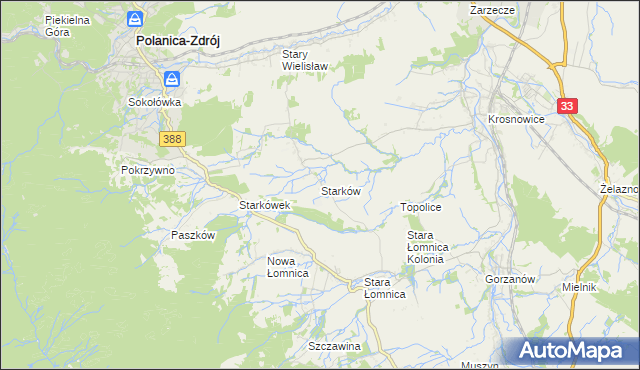 mapa Starków gmina Kłodzko, Starków gmina Kłodzko na mapie Targeo
