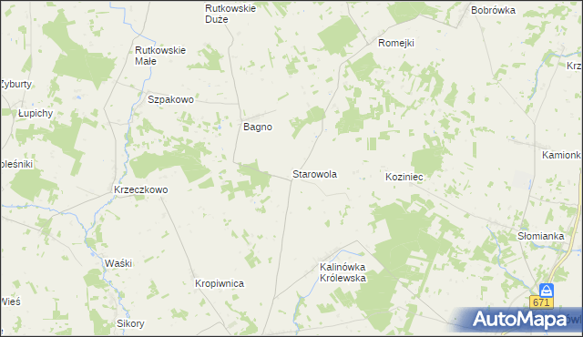 mapa Starowola gmina Jaświły, Starowola gmina Jaświły na mapie Targeo