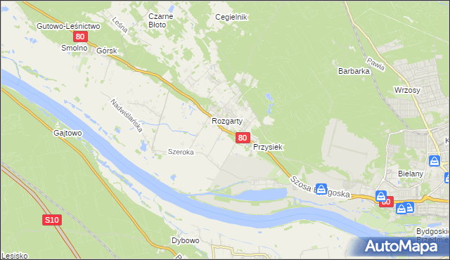 mapa Stary Toruń, Stary Toruń na mapie Targeo