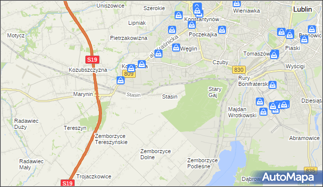 mapa Stasin gmina Konopnica, Stasin gmina Konopnica na mapie Targeo