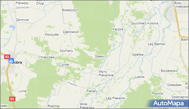 mapa Stawki gmina Dobra, Stawki gmina Dobra na mapie Targeo