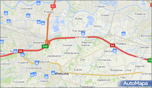 mapa Strumiany gmina Wieliczka, Strumiany gmina Wieliczka na mapie Targeo