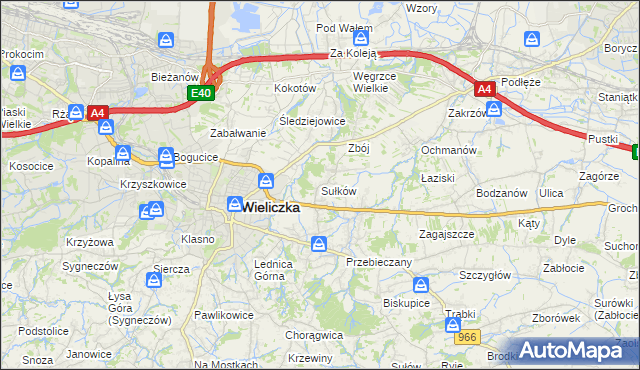mapa Sułków gmina Wieliczka, Sułków gmina Wieliczka na mapie Targeo