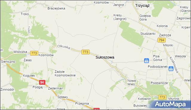 mapa Sułoszowa, Sułoszowa na mapie Targeo