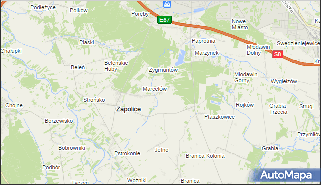 mapa Świerzyny, Świerzyny na mapie Targeo