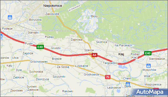 mapa Szarów gmina Kłaj, Szarów gmina Kłaj na mapie Targeo