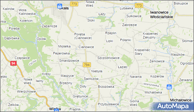 mapa Szczodrkowice, Szczodrkowice na mapie Targeo