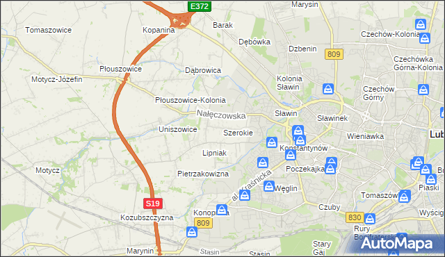 mapa Szerokie gmina Konopnica, Szerokie gmina Konopnica na mapie Targeo