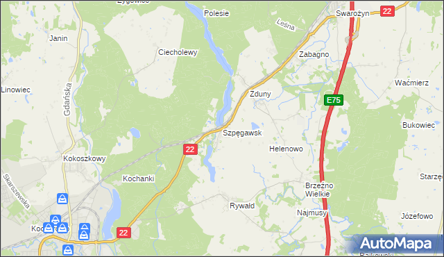 mapa Szpęgawsk, Szpęgawsk na mapie Targeo