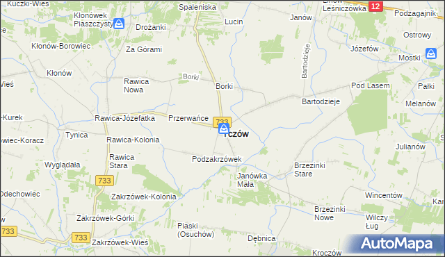 mapa Tczów, Tczów na mapie Targeo