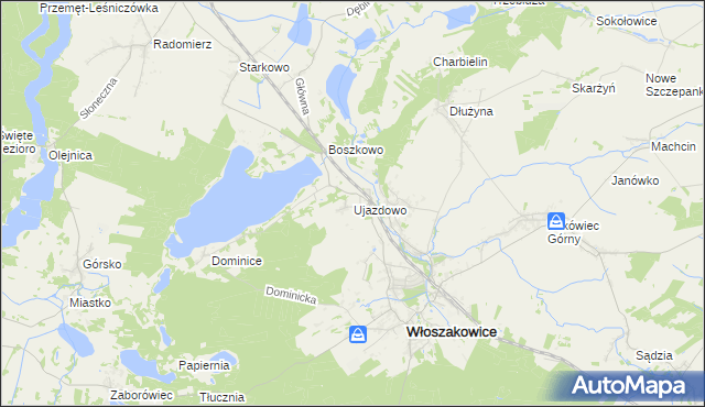 mapa Ujazdowo gmina Włoszakowice, Ujazdowo gmina Włoszakowice na mapie Targeo