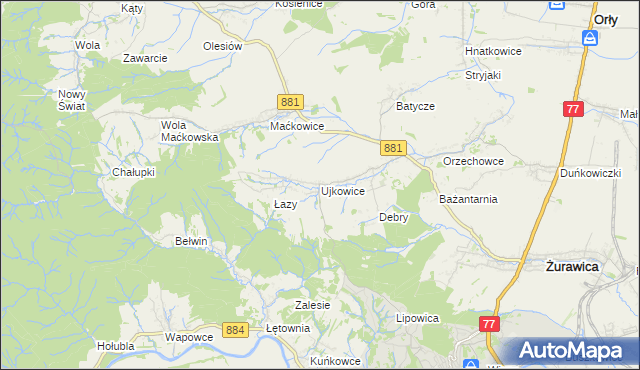 mapa Ujkowice, Ujkowice na mapie Targeo