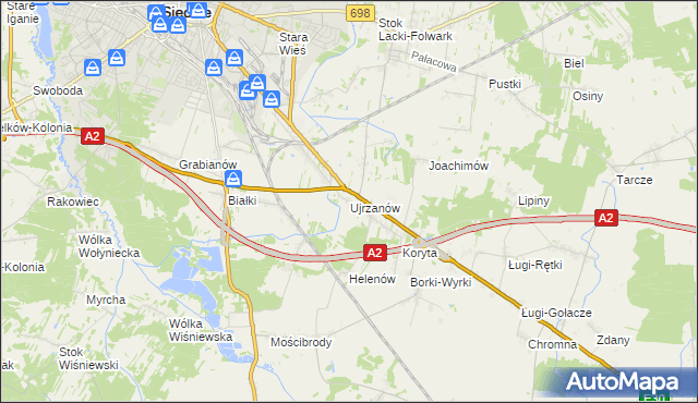mapa Ujrzanów, Ujrzanów na mapie Targeo