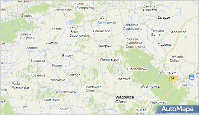 mapa Wampierzów, Wampierzów na mapie Targeo
