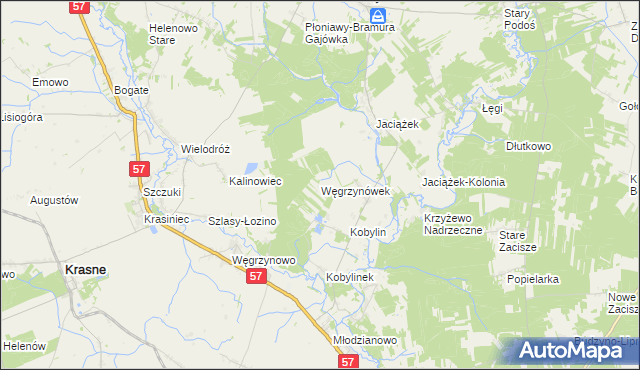 mapa Węgrzynówek, Węgrzynówek na mapie Targeo