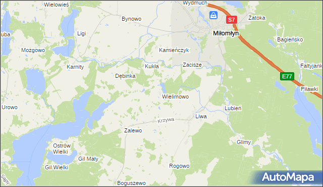 mapa Wielimowo, Wielimowo na mapie Targeo